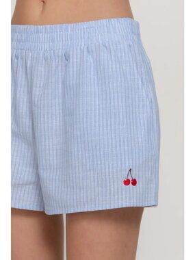 Active USA| Embroidery Detail Cherry Stripe Shorts| SML| NWT